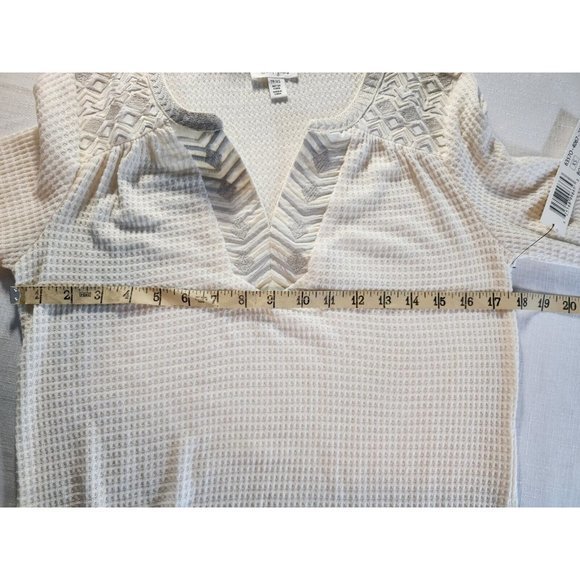 Tribal Jeans Women's Top Size XS‎ Bone Waffle Embroidery Detail Long Sleeve New - Picture 12 of 16